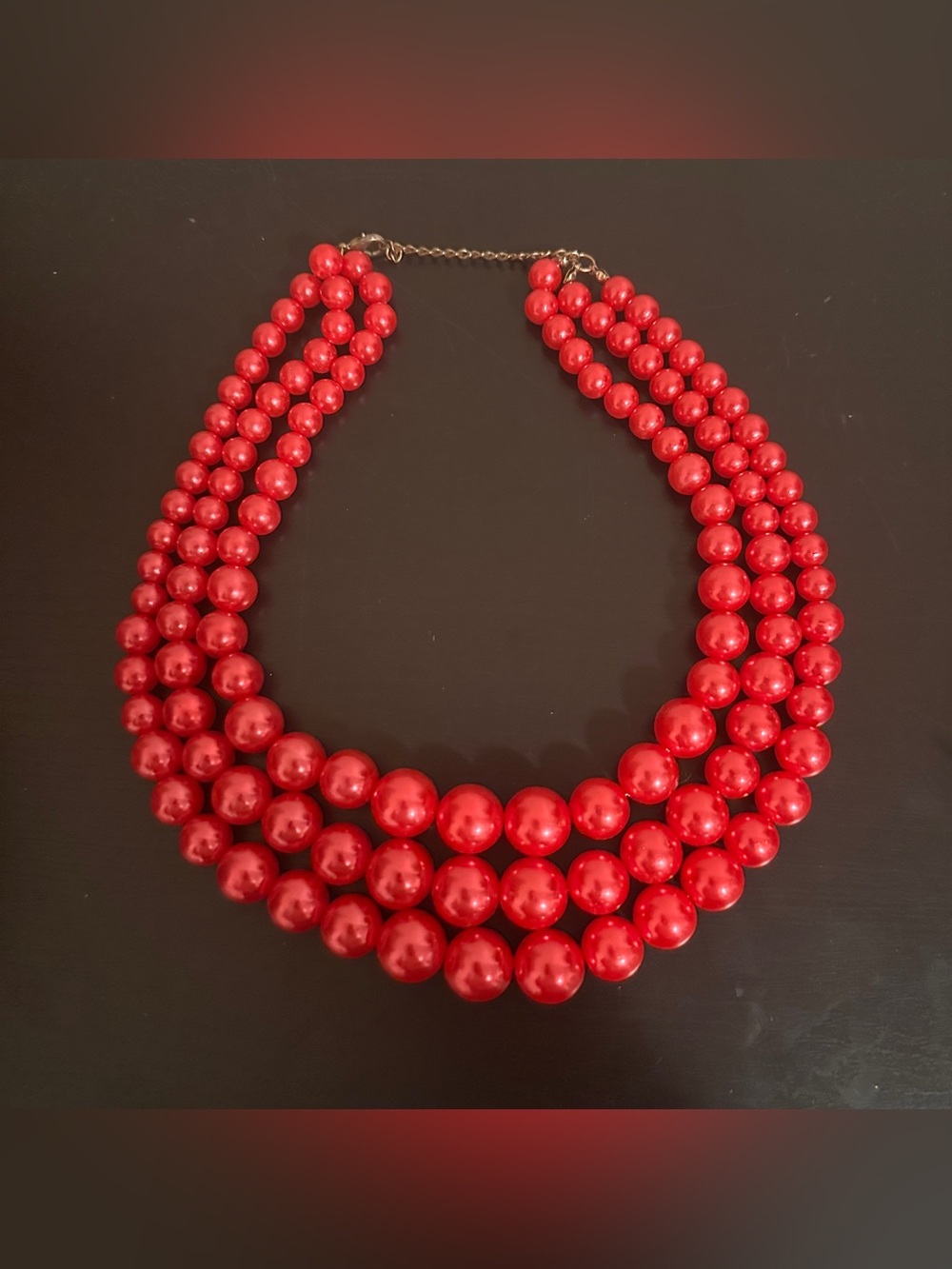 Chunky Coral-Red Multi-Strand Statement Necklace